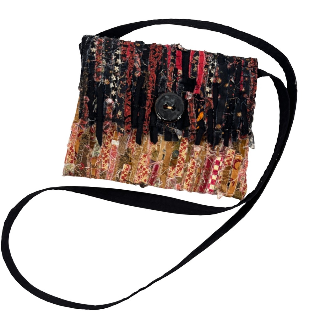 Handmade Eclectic Patchwork Crossbody Bag One of a Kind Boho Textile Purse